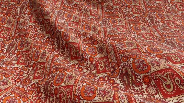 Fabric with Bright Folk Pattern
