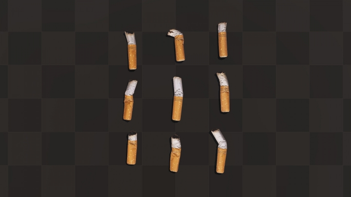 Orange Filter Cigarette Butts