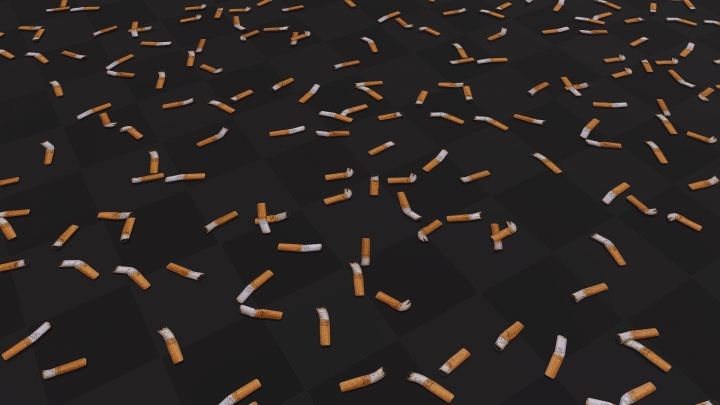 Orange Filter Cigarette Butts